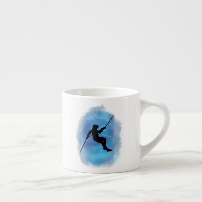 Abseiling Watercolor Rappelling Mountain Climber Espresso Cup (Right)