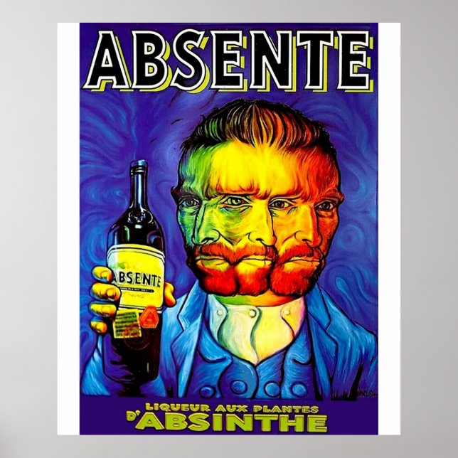 Absente Absinthe Van Gogh Parody Vintage Poster (Front)