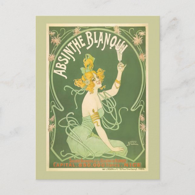 Absinthe Blanqui Nover Fine Art Postcard (Front)