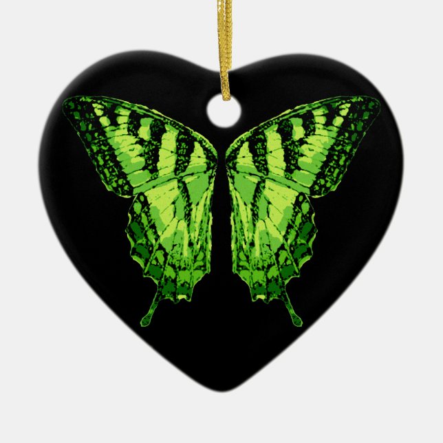Absinthe Fairy Green Wings Ceramic Tree Decoration (Front)