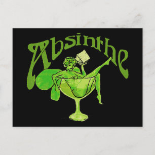 Absinthe Girl In Glass Postcard