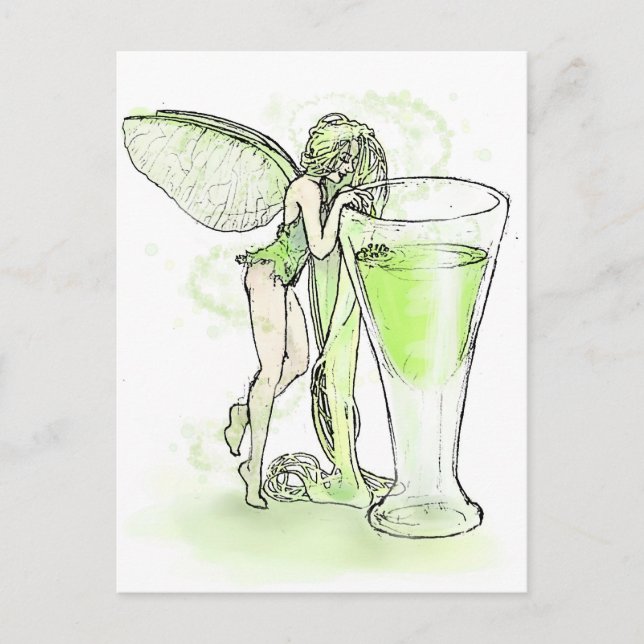 Absinthe La Fee Verte Fairy With Glass (no text) Postcard (Front)