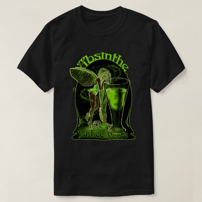 Absinthe La Fee Verte Fairy With Glass T-Shirt (Design Front)