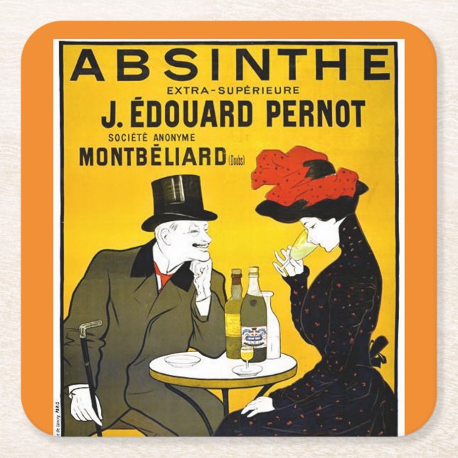 Absinthe Leonetto Cappiello Vintage Advertisement Square Paper Coaster (Front)