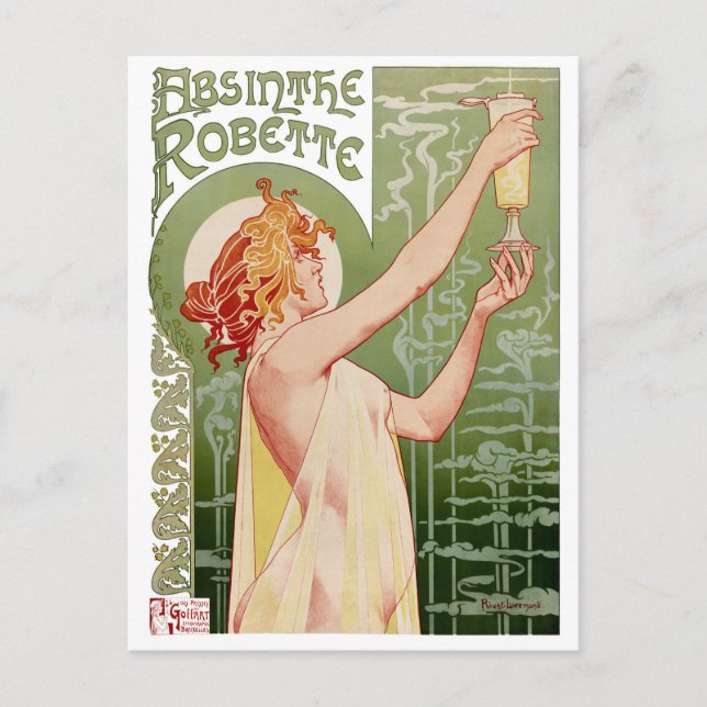 Absinthe Robette 1896 Vintage Poster Restored Postcard (Front)