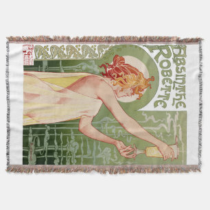 Absinthe Robette 1896 Vintage Poster Restored Throw Blanket