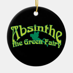 Absinthe Text The Green Fairy Ceramic Tree Decoration