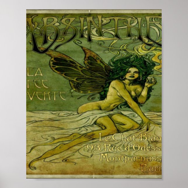 Absinthe Vintage Green Fairy Poster (Front)