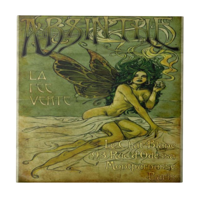 Absinthe Vintage Green Fairy Tile (Front)