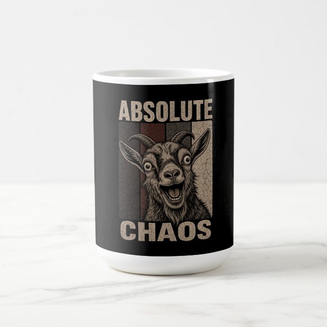 Absolute Chaos Screaming Goat Funny Retro Design Coffee Mug (Center)