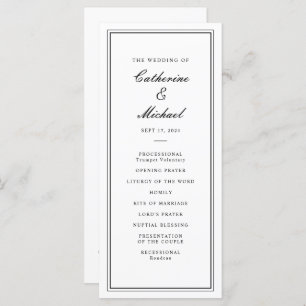 Absolute Classic Script Black and White Wedding Programme