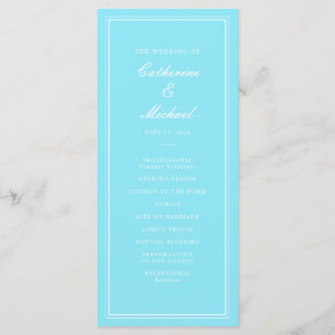Absolute Classic Script Bright Aqua Wedding Programme