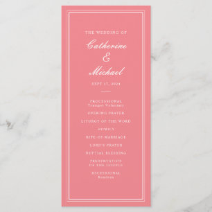 Absolute Classic Script Peachy Pink Wedding Programme