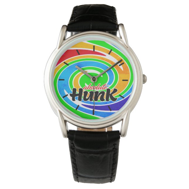 Absolute Hunk Rainbow Coloured Swirl Watch (Front)
