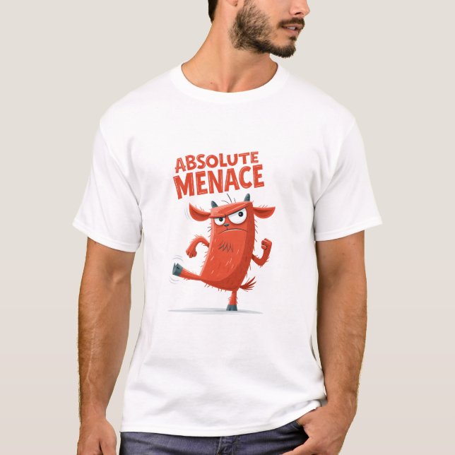 Absolute Menace Funny Chaotic Goat Character Gift T-Shirt (Front)
