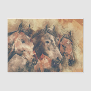 Absolutely Gorgeous Watercolor of Three Horses Tissue Paper