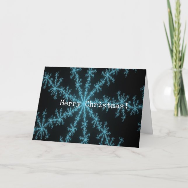 Abstact Blue Snowflake, Merry Christmas Holiday Card (Front)