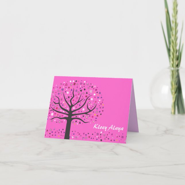 Abstact Tree of Life Bat Mitzvah Thank You Card (Front)