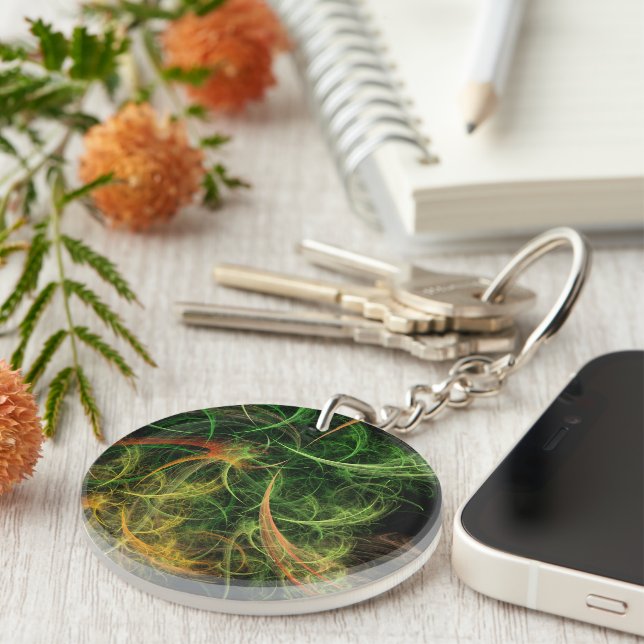 Abstarct Art Space Flowers Key Ring (Front Right)