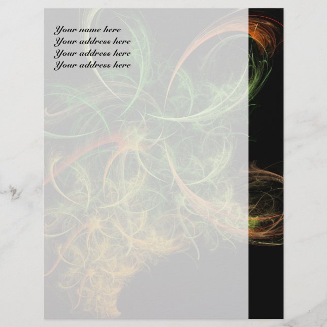 Abstarct Art Space Flowers Personalized Letterhead (Front)