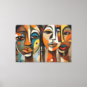 ABSTR_24-005, Abstract Cubist Faces Art  Canvas Print