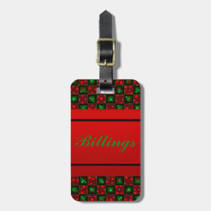 Abstrace Christmas Checkerd Striped Design Luggage Tag