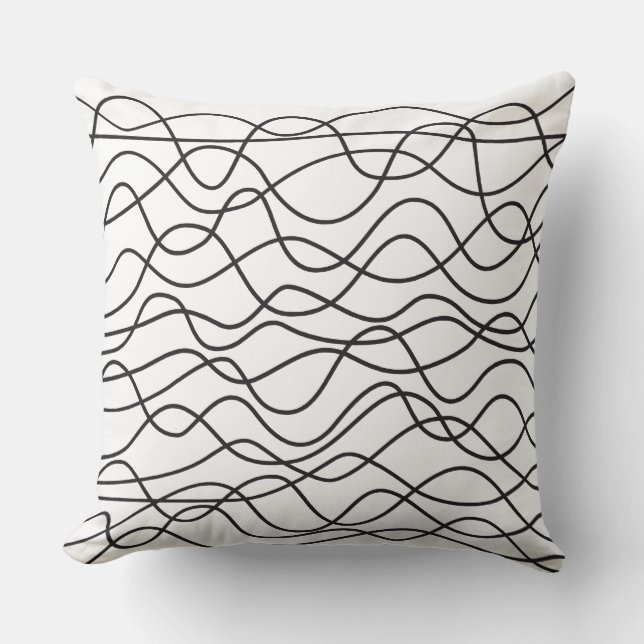 Abstract 010517 - Black on White Cushion (Front)