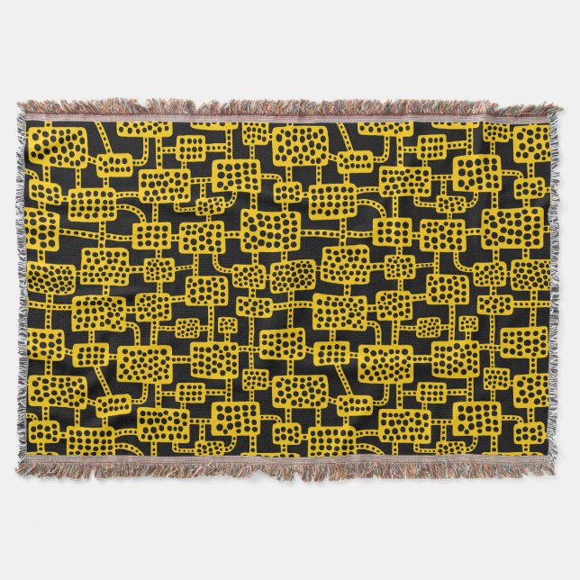Abstract 041113 - Amber on Black Throw Blanket (Front)