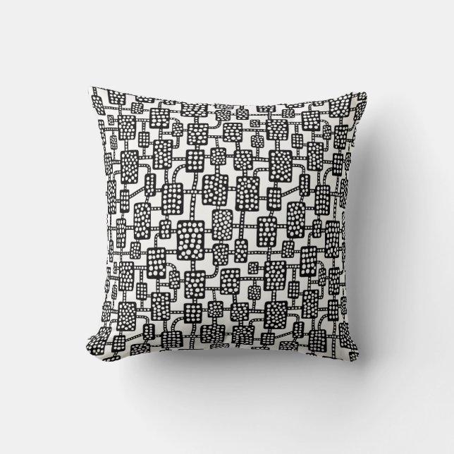 Abstract 041113 - Black on White Cushion (Front)