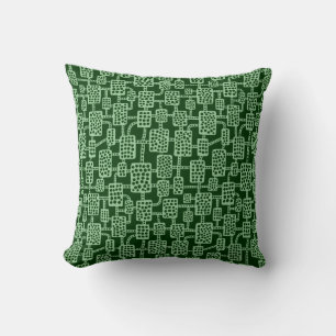 Abstract 041113 - Faded Green on Dark Forest Green Cushion