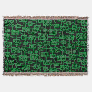 Abstract 041113 - Grass Green on Black Throw Blanket