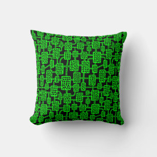 Abstract 041113 - Green on Black Cushion