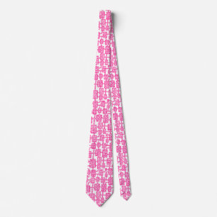 Abstract 041113 - Hot Pink on White Tie
