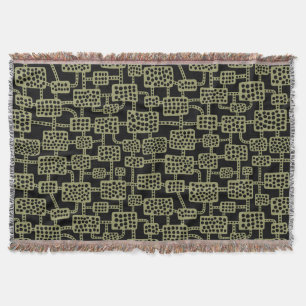Abstract 041113 - Khaki on Black Throw Blanket