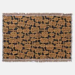 Abstract 041113 - Light Orange on Black Throw Blanket