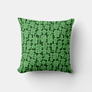 Abstract 041113 - Mint Green on Dark Forest Green Cushion