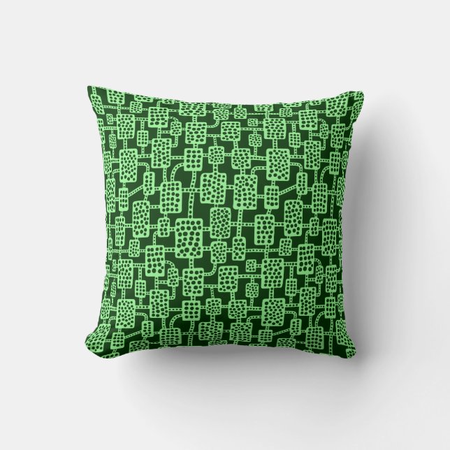 Abstract 041113 - Mint Green on Dark Forest Green Cushion (Front)