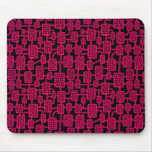 Abstract 041113 - Neon Red on Black Mouse Pad