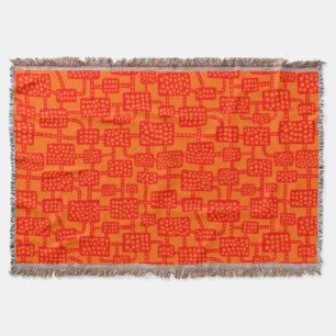 Abstract 041113 - Red on Orange Throw Blanket
