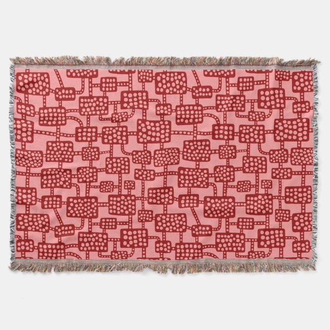 Abstract 041113 - Ruby and Warm Pink Throw Blanket (Front)