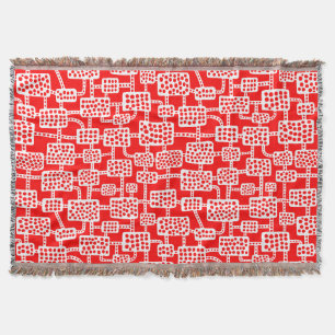 Abstract 041113 - White on Red Throw Blanket