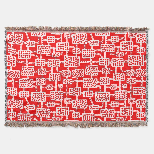 Abstract 041113 - White on Red Throw Blanket (Front)