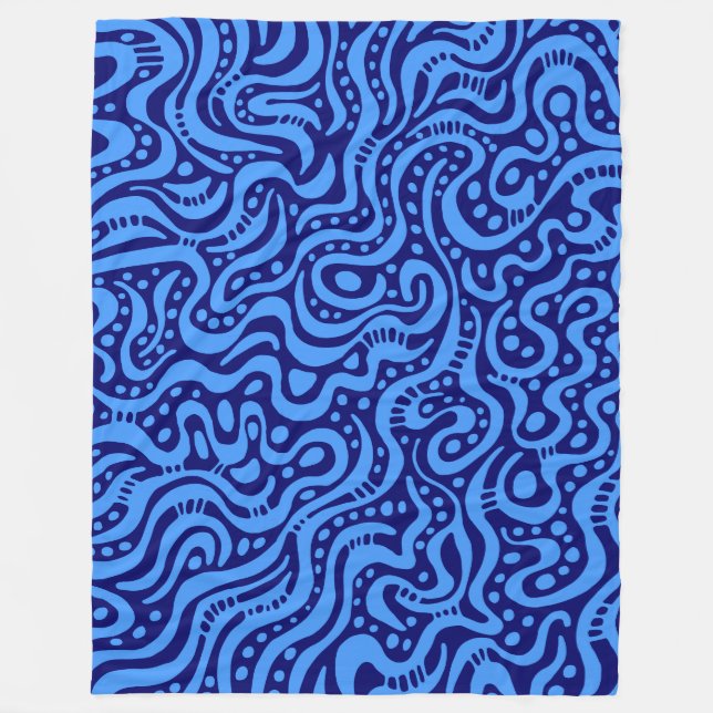 Abstract 041211 - Baby Blue on Deep Navy Fleece Blanket (Front)