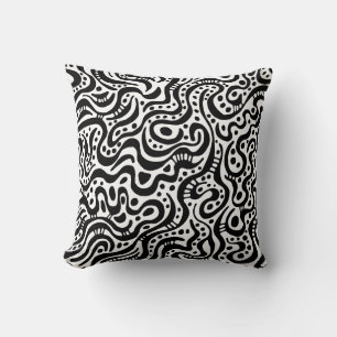 Abstract 041211 - Black on White Cushion