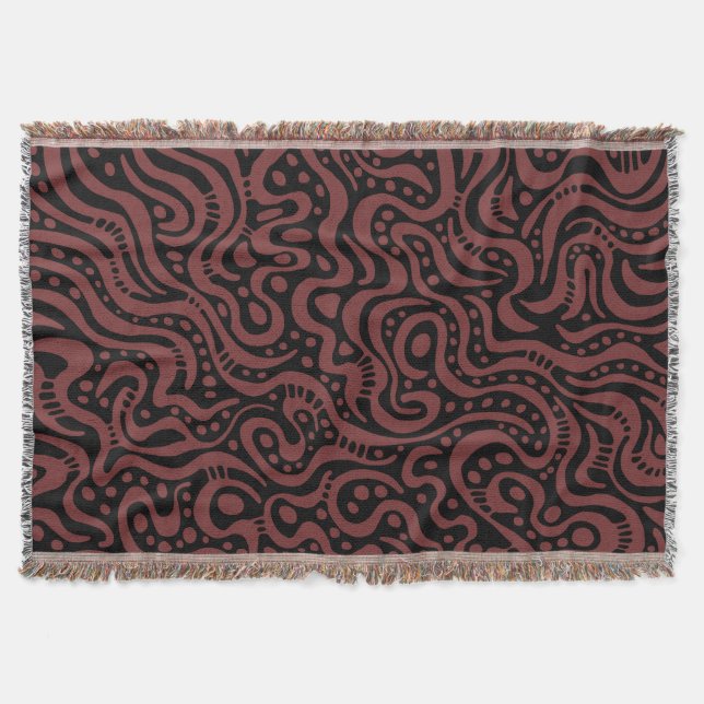 Abstract 041211 -Brown with Black Throw Blanket (Front)