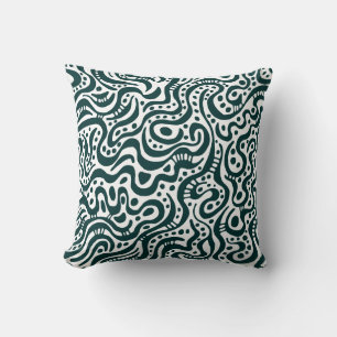 Abstract 041211 - Dark Green on White Cushion