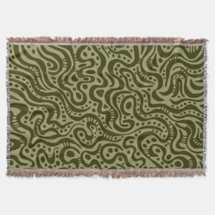 Abstract 041211 - Dark Olive on Khaki Throw Blanket