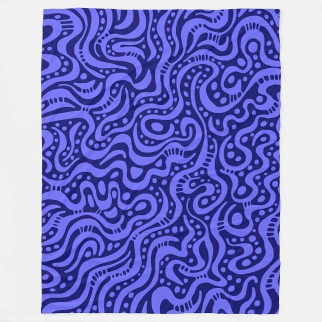 Abstract 041211 - Electric Blue on Deep Navy Fleece Blanket (Front)