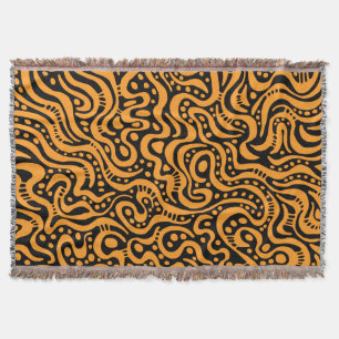 Abstract 041211 - Light Orange on Black Throw Blanket