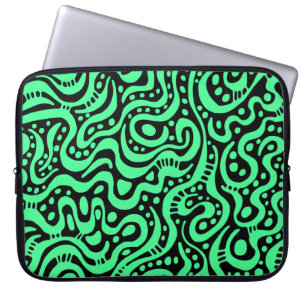Abstract 041211 - Mint Green on Black Laptop Sleeve
